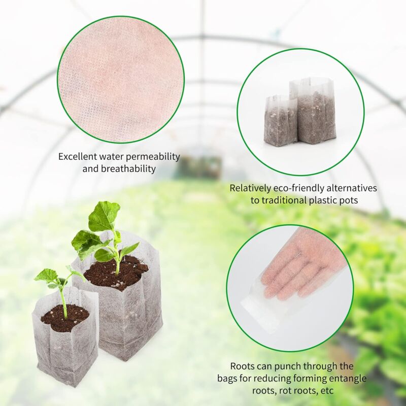 200 pcs Biodegradable Non-Woven Fabric Plant Grow Bags Seedling Grow Bags (14 X 16Cm + 10 X 12Cm) - Image 4