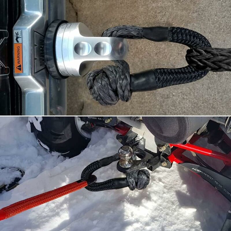 2 pcs Soft Shackle Tow ROpes For Truck Atv Marine, One-Piece Outdoor Recovery Straps, Red - Image 4
