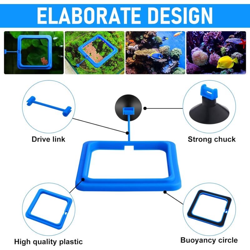 2 pcs Fish Feeding Rings Aquarium Feeder Food Feeding Ring For Guppy Betta Goldfish Blue - Image 4