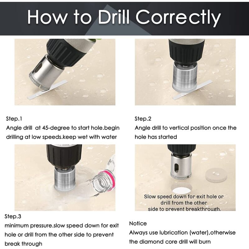 Diamond Drill Bit, 15 pcs Hole Saw Tools Set, Diamond Hole Saw For Glass/Tile/Ceramic/Marble/Porcelain Carbon Steel - Image 4