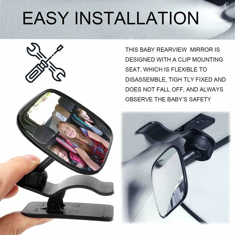 Baby Car Mirror, 360° ROtation Car Rear View Mirror, Baby Rear View Mirror With Clip, Baby Monitor For Wide View, Back - Image 4