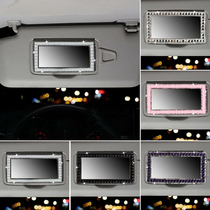 Car Visor Mirror Makeup Mirror, Bling Self-Adhesive Stainless Steel Car Makeup Mirror Portable Car Vanity Mirror,15Cm X - Image 4