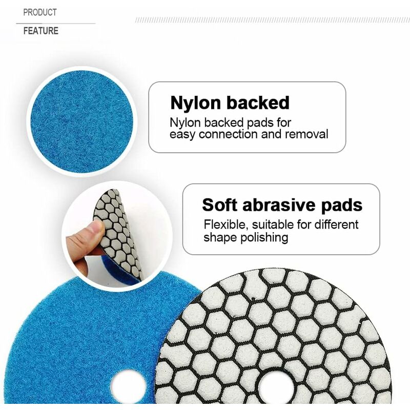 7 pcs Diamond Polishing Disc 4"/100Mm Dry Diamond Polishing Pads For Marble, Granite, Stone, Concrete (50) - Image 4