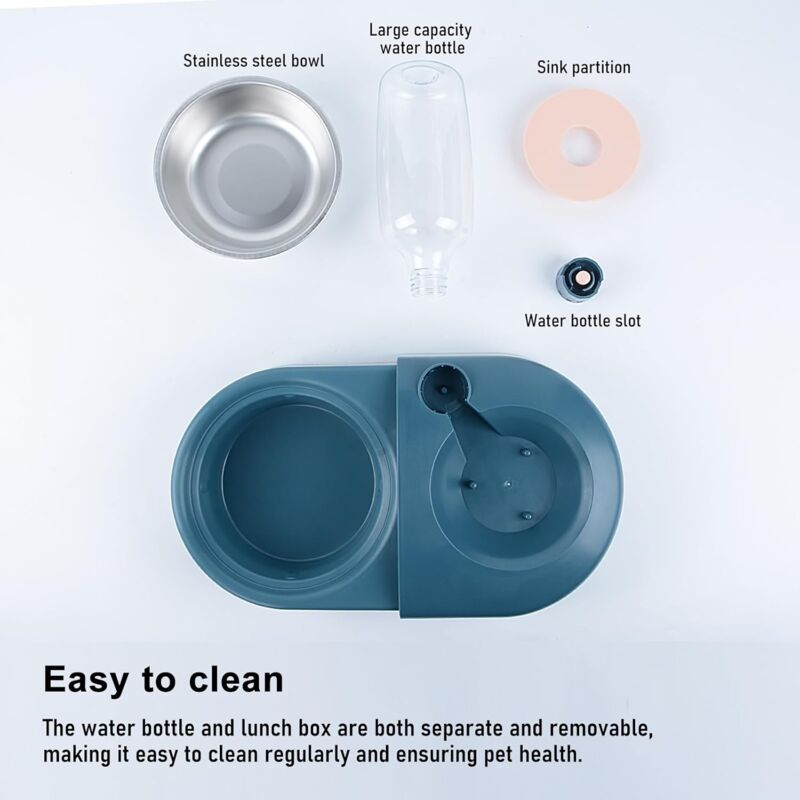 Cat Bowl, Dog Bowl, Automatic Water Bottle, Tilted Raised Water Bowl For Small And Medium Dogs And Cats - Image 4