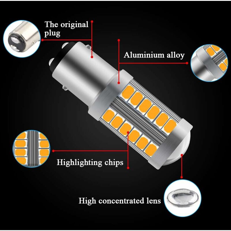Amber 1157 Ba15D P21/5W 5630 33Smd Car LED Bulbs Canbus 900Lm Super Bright Front And Rear Turn Signal Light Indicator - Image 4