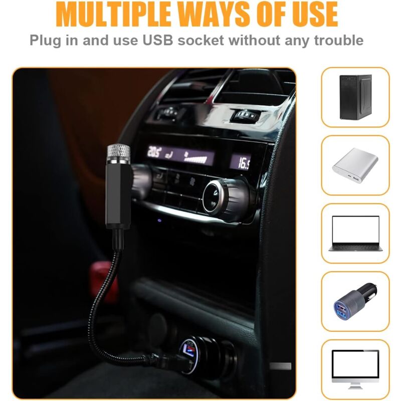 Atmosphere Light, Usb Car ROof Lamp Starry Sky Atmosphere LED Projector Red Night Light Adjustable Multiple Modes, - Image 4