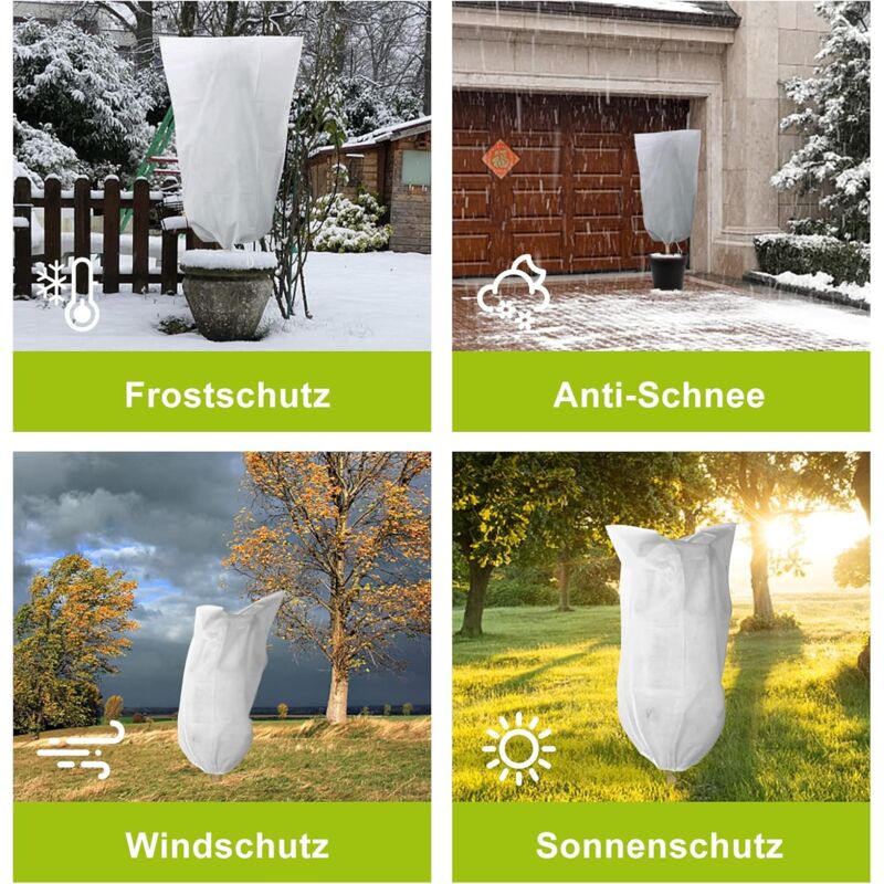 3 pcs Set Winter Plant Covers With Drawstring And Zipper 80G/M² Polypropylene Winter Covers Heavy Duty Reusable Plant - Image 4