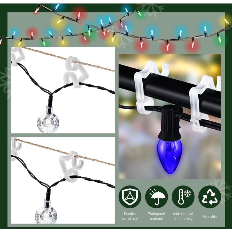 100 pcs Gutter Hooks, Outdoor String Lights Clips, Gutter Garland Hooks, Gutter Hooks For Christmas Decorations For - Image 4