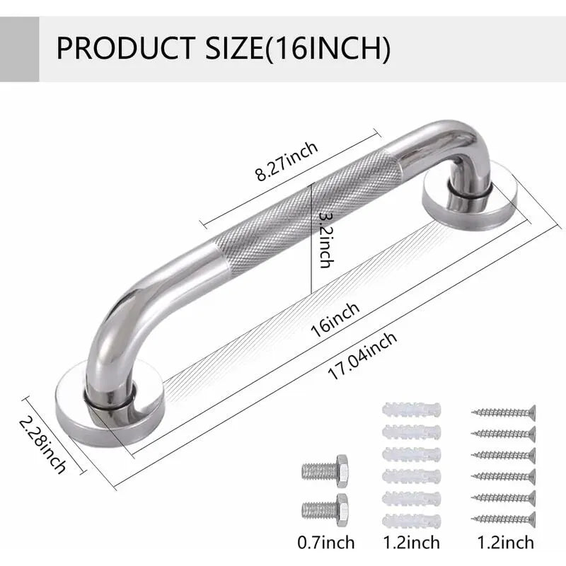Bathroom Grab Bar, Sus 304 Stainless Steel Bathtub Handle With Non-Slip Grip, Toilet Grab Bar For - Image 2