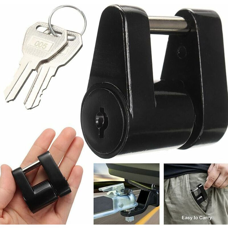 Caravan Security Locks For Safe And Durable Theft Protection, Unisex Metal Locksmith Tools, Trailer Lock, Black - Image 4