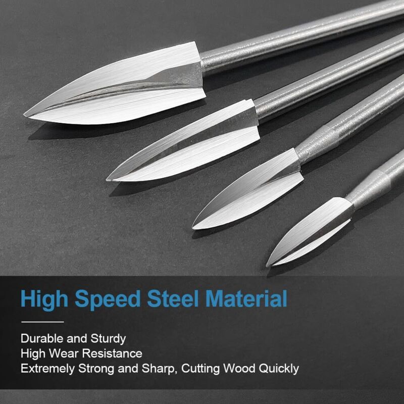 Wood Carving Bit Set For ROtary Tool, 5 Pieces Wood Carving Bits With 1/8 Inch Shank For Diy Woodworking, Engraving, - Image 4