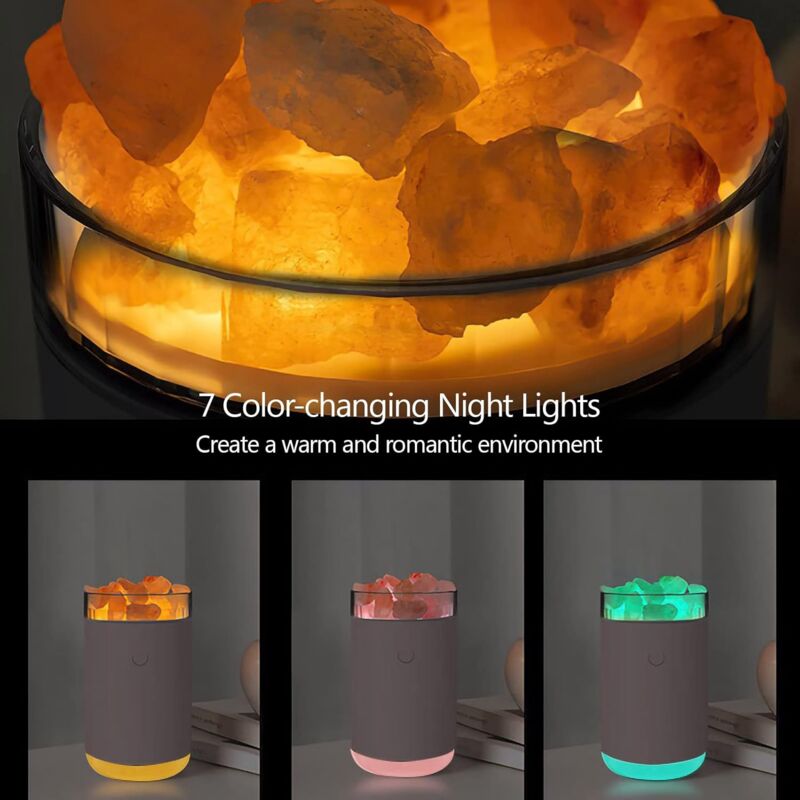 Crystal Salt Stone Humidifier Colorful Light 260Ml Portable Mist Humidifier Quiet Usb Essential Oil Diffuser Cool Mist - Image 4