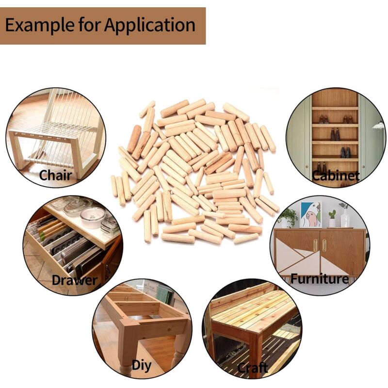 90 Pieces Wood Dowels Assortment, Tapered Grooved Wood Dowels M6 M8 M10 For Milling, Grooving, Crafts, Diy, - Image 4