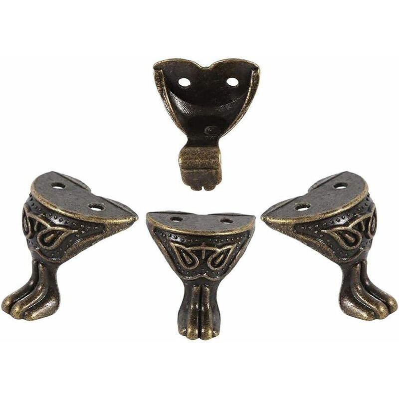 4 pcs Antique Brass Jewelry Box Wooden Case Decorative Feet Legs Chest Corner Protector - Image 4