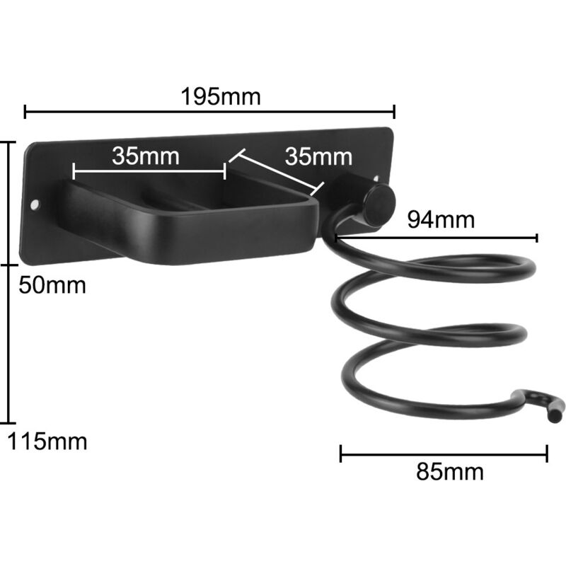 Hair Dryer Holder And Straightener Stand, Hair Dryer Holder With Cable Management, Wall Mounted Hair Dryer Organizer - Image 4