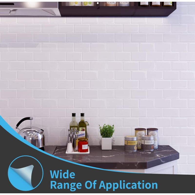10 pcs White Subway Tiles Self Adhesive Kitchen Bathroom Backsplash 3D Vinyl Brick Adhesive Paper 30X30Cm - Image 4
