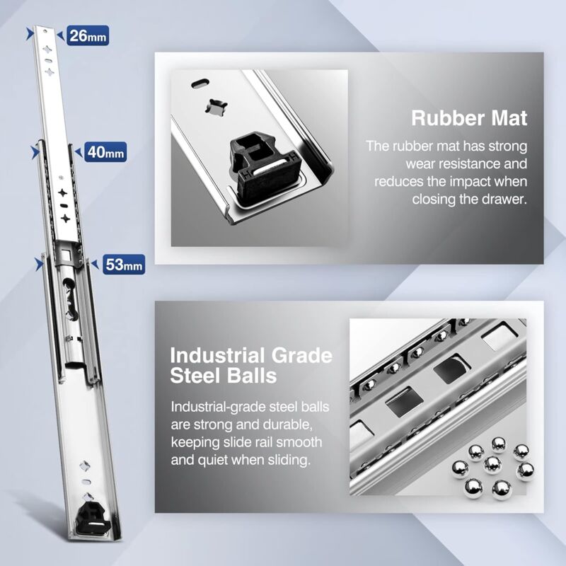 Heavy Duty Drawer Slide With DAmper Drawer Slide 120Kg Load Capacity Ball Bearing 1 Pair (30Cm) - Image 4