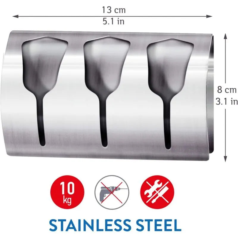 Adhesive Bathroom Towel Holder, Kitchen Towel Rack With 3 Brushed Stainless Steel Hooks, 10 Kg - Image 2