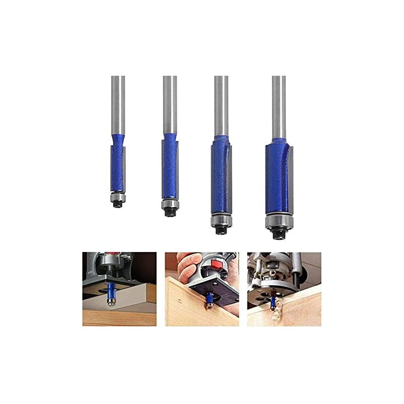 4Pc Flush Trim ROuter Bit Set - 6Mm Shank - Ball Bearings - Grooving ROuter Bit - Wood ROuter Bit - Grooving ROuter Bit - Image 4