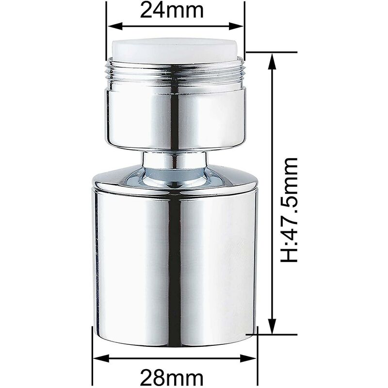 24Mm Dual Function Kitchen Faucet Aerator, Acs Certification, Chrome Male Thread (M24) - Image 4