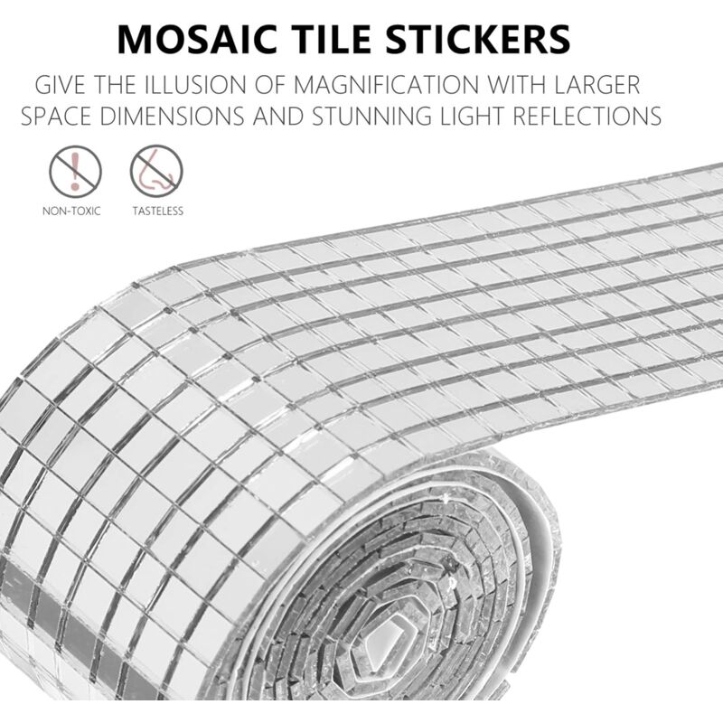 ROll Self Adhesive Glass Mini Square Silver Mirror Mosaic Tiles Sticker Mosaic Tiles Mirror Wall Sticker For Diy Crafts - Image 4