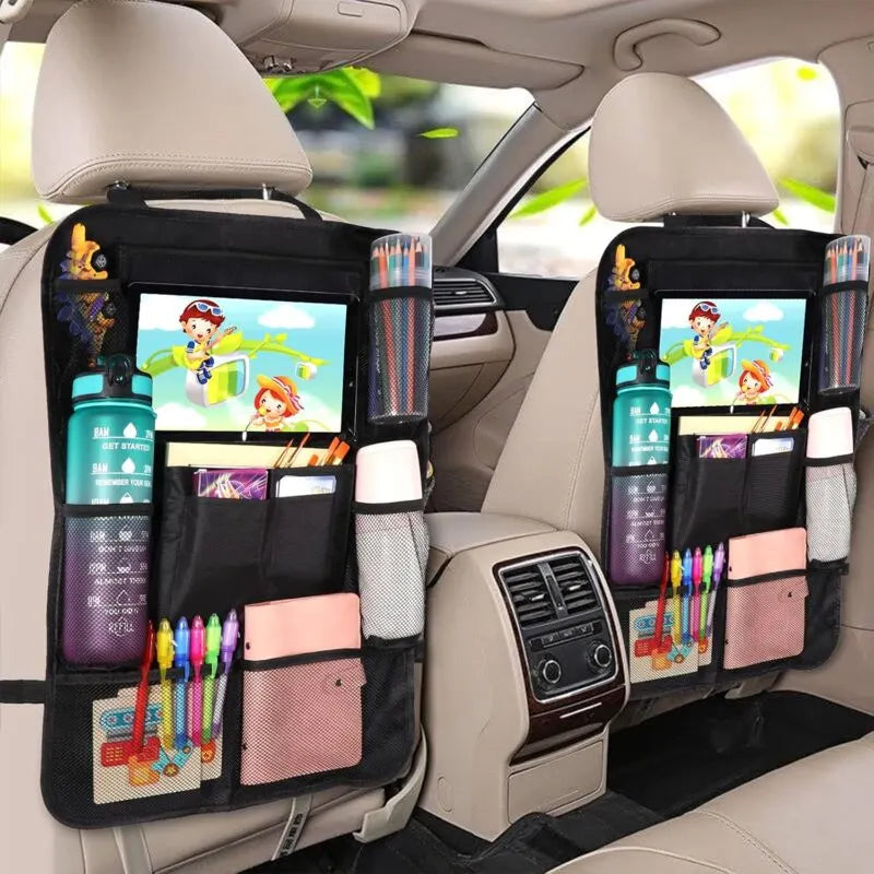 Car Organizer For Kids, Storage With 10 Pockets, Seat Protector For 9.7'' & 10.5'' Ipad Tablet, Organizer For Bottles - Image 3