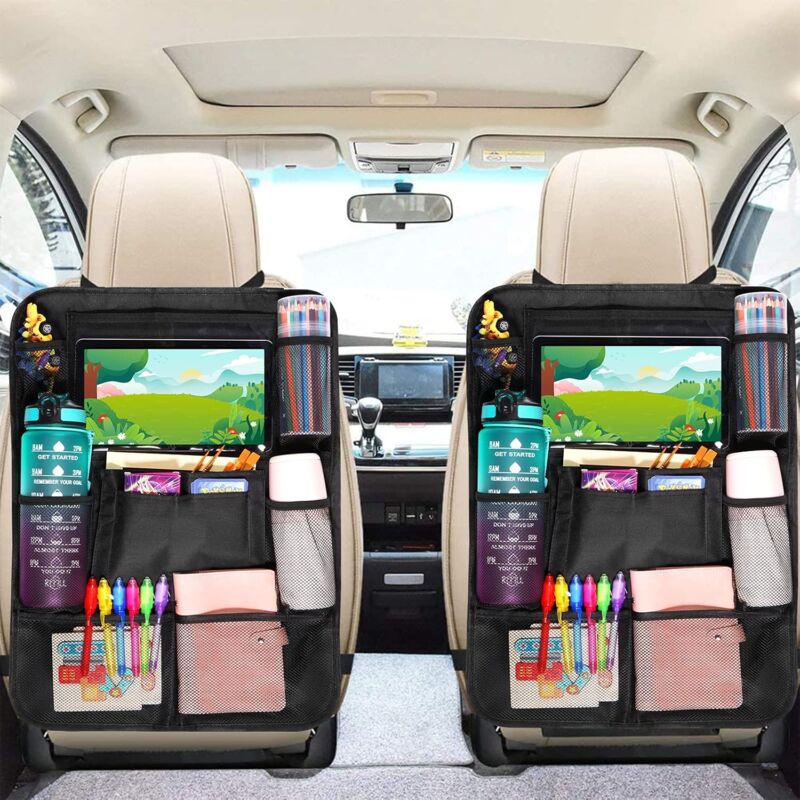 Car Organizer For Kids, Storage With 10 Pockets, Seat Protector For 9.7'' & 10.5'' Ipad Tablet, Organizer For Bottles - Image 4