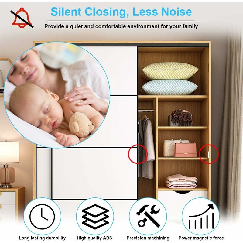 6 pcs Magnetic Push Catch Plastic Magnetic Catch Soft Close Magnetic Catch For Door Cabinet Drawer Sliding Cupboard - Image 4