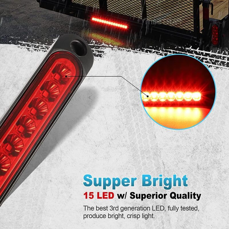 2 pcs 12V 15 LED Trailer Brake Tail Light Bar Waterproof Rear Lights Running Lights Identification Light For Offroad - Image 4