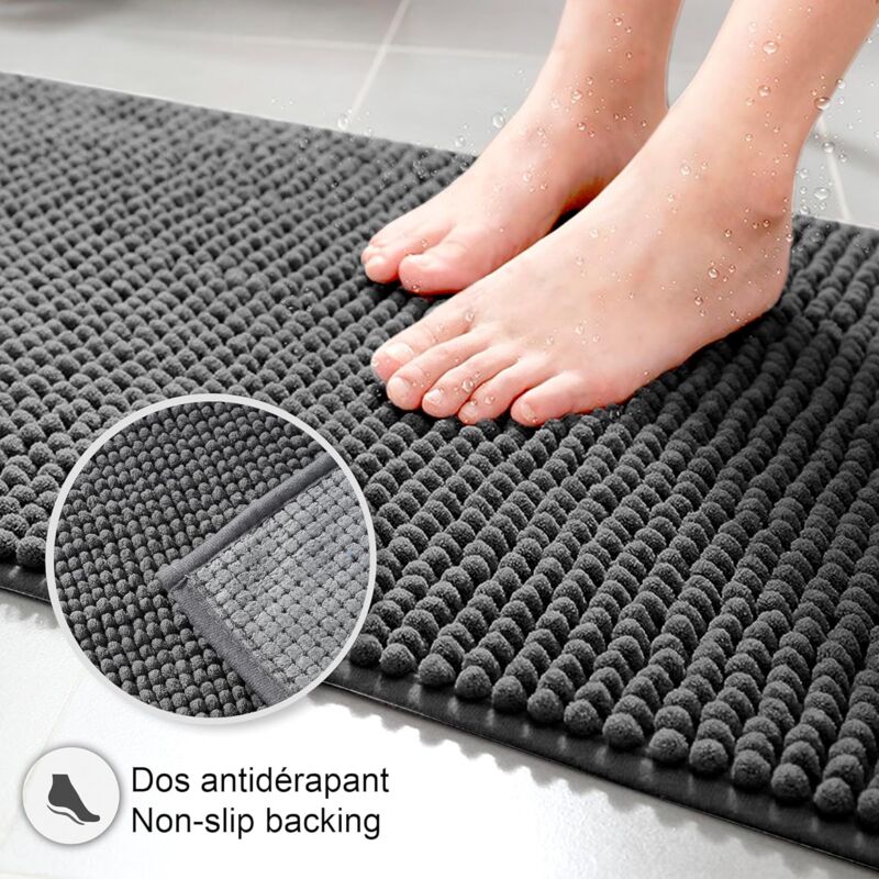Non-Slip Chenille Bath Mat Super Absorbent And Machine Washableable For Bathroom, Shower, Bathtub Or As A Toilet Mat - Image 4