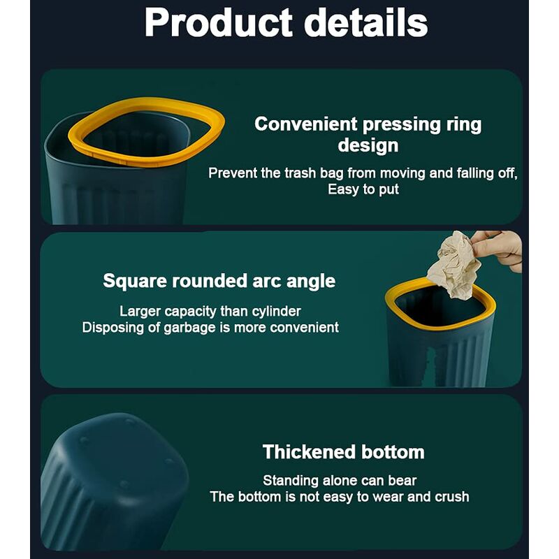2 pcs 15X12.5Cm Small Desktop Trash Can Mini Trash Can Office Mini Trash Can Kitchen Small Trash Can For Home Living - Image 4