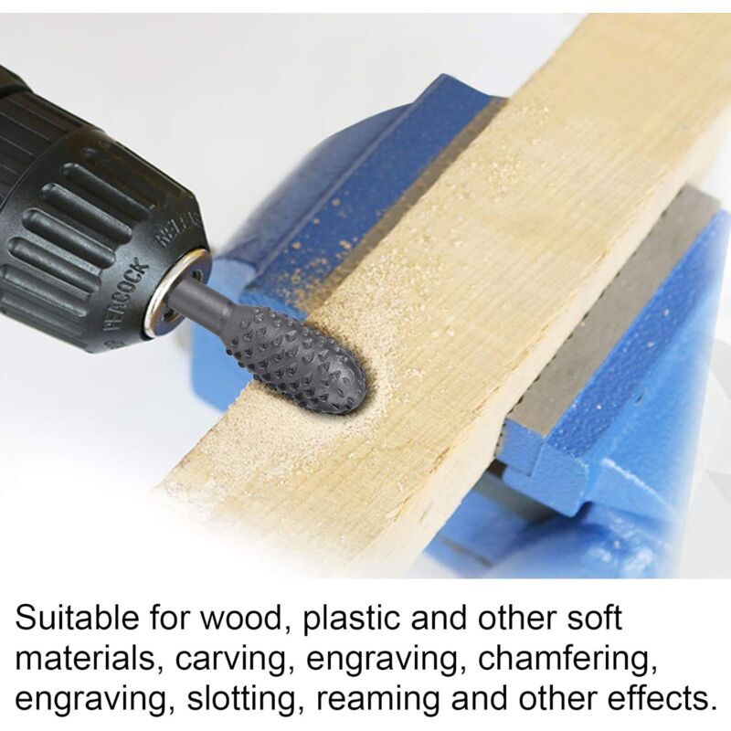 ROtary Burr Set Power Tools Wood Grinding Solid Steel Rasp Carbide Wood Carving Tool For Drill Bits For Polishing And - Image 4