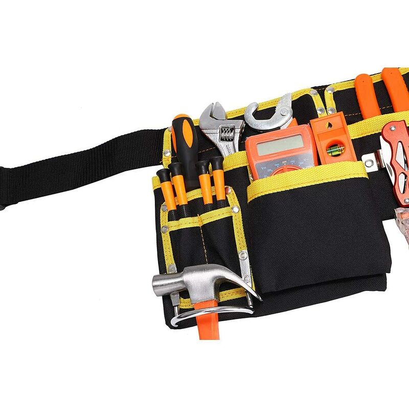 Tool Belt With 11 Pockets, Waterproof Oxford Fabric Tool Holder With Adjustable Straps, For Electricians, Carpenters, - Image 4