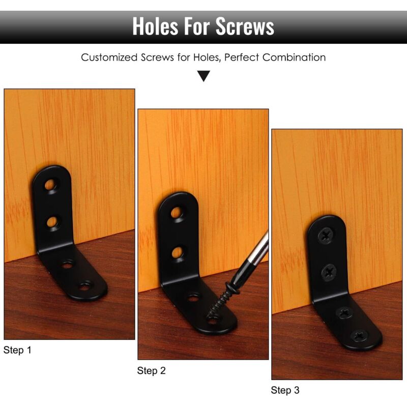 Black Right Angle Bracket L Shaped Metal Corner Braces With Screws For Wood Furniture Cupboard Support 20 pcs 40 18Mm - Image 4