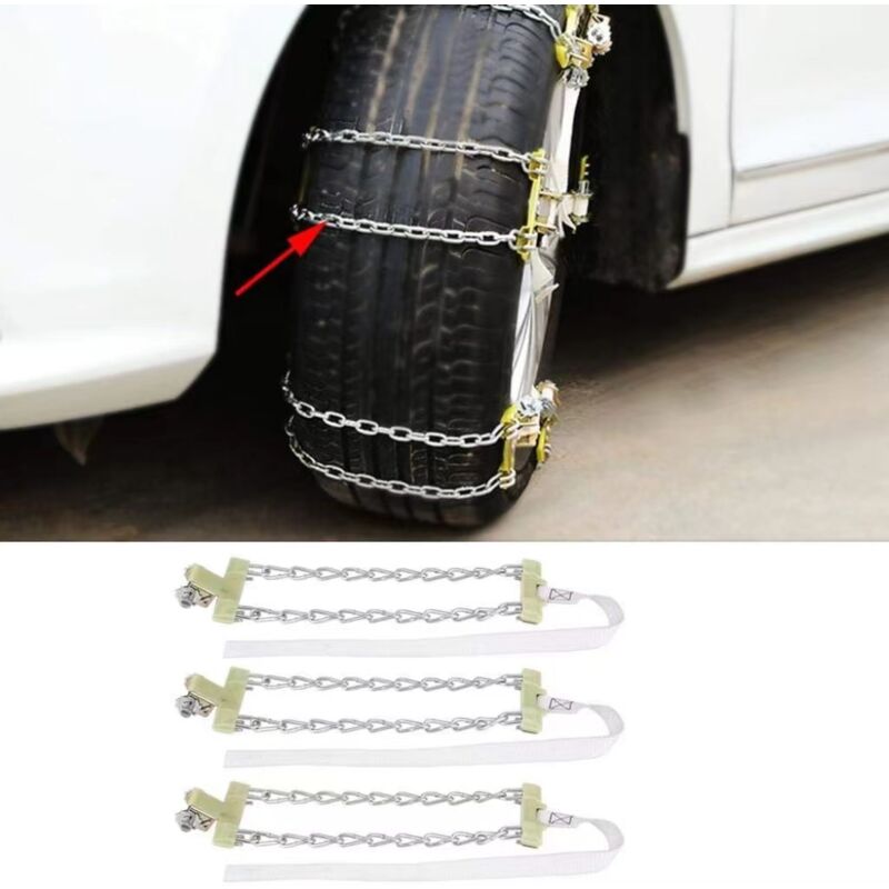 Tire Anti-Skid Chain, 3 pcs Steel Anti-Skid Chain For Car Snow Mud Chain(235-265Mm) - Image 4