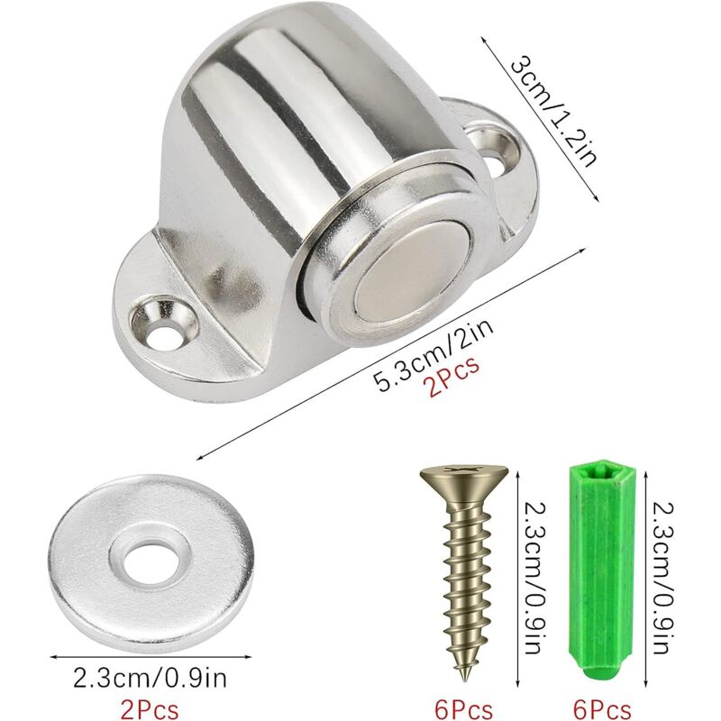 2 Pack Stainless Steel Magnetic Door Stopper Catch Door Stoppers With Screw Mounted, No Force Or Hitting Walls - Image 4