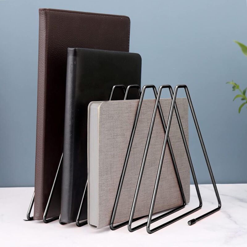Metal Bookends, Metal Magazine Holder, Record Holder, For Books And Documents In Study, Office And Bedroom (Black) - Image 4