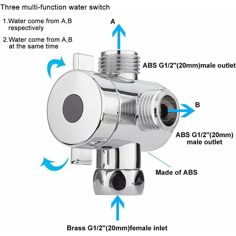 3 Way Multi-Function Shower Faucet Diverter Shower Head Adapter For Shower Arm Kitchen Sink G1/2" T-Bar Faucet - Image 4