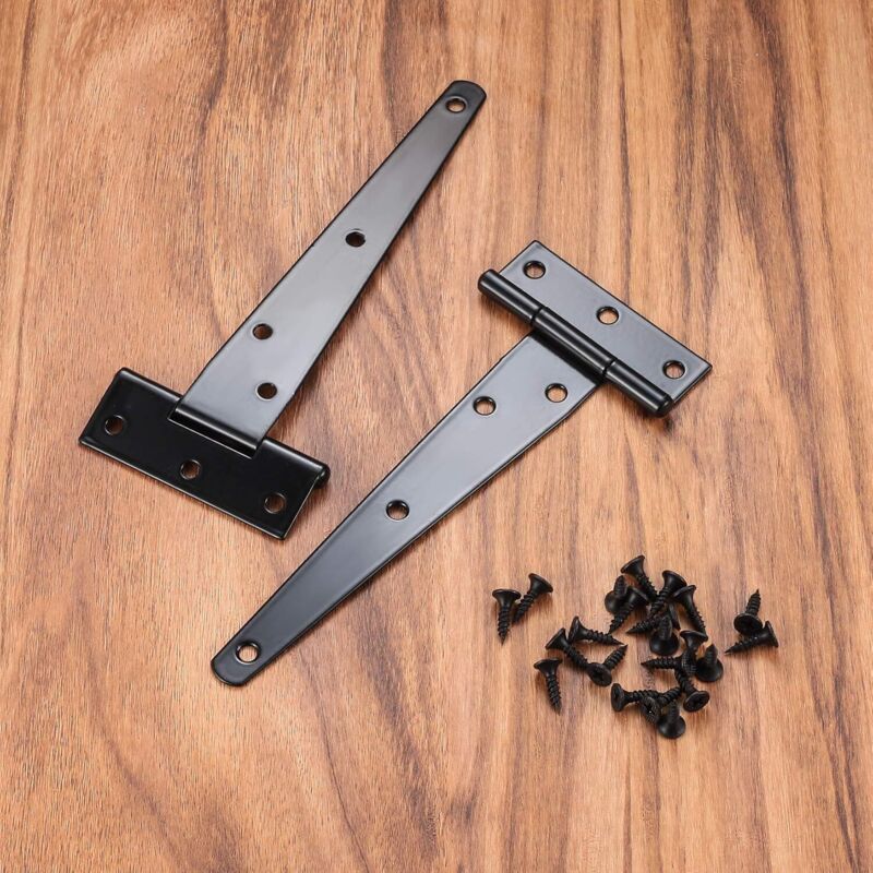 4 Pack Hinges, Black Barn Door Hinges, Door Hinges, Stainless Steel Flat Hinge For Gates, Closet - 6 Inch - Image 4