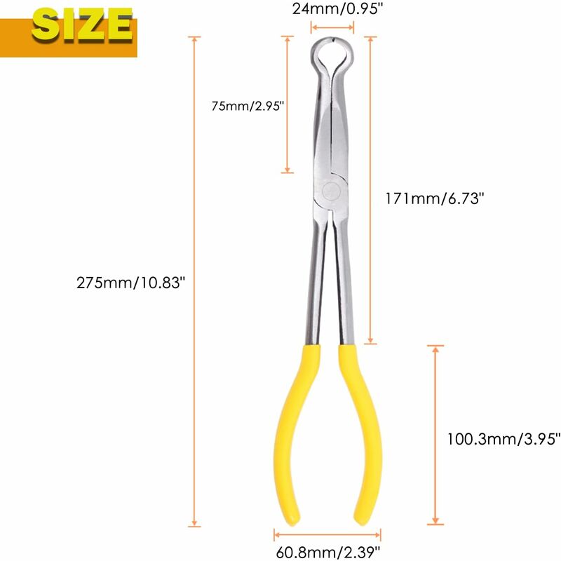 Long Reach Pipe Grip Pliers 11 Inch Ring Nose Pliers 3/5 Inch Diameter Pipe Pliers Offset Spark Plug Boot Removal - Image 4