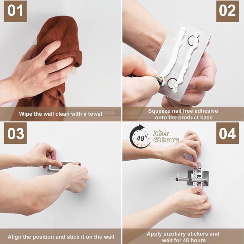 Universal Hair Dryer Holder Stainless Steel No Drilling Wall Mount Hair Dryer Holder Stick-On Holder Universal Holder - Image 4