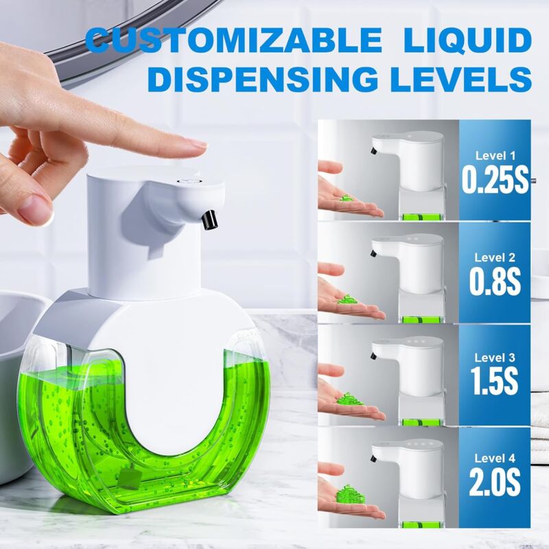 Automatic Soap Dispenser Touchless Liquid Soap 420Ml, Automatic Liquid Soap Dispenser For Kitchen, With 4 Adjustable - Image 4