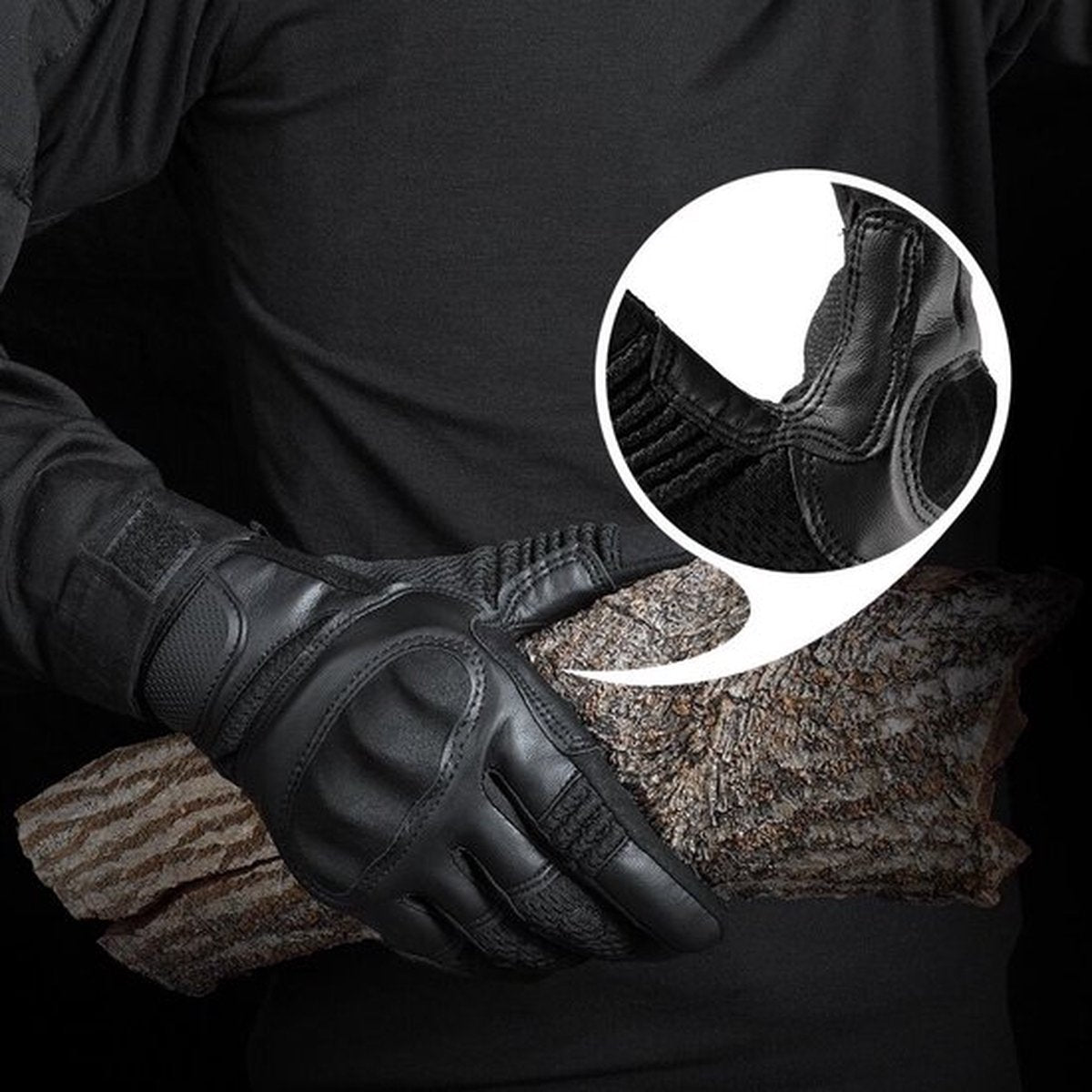 Breathable motorcycle gloves - Black - PU leather - Motorcycling gloves - Size XL - Touchscreen compatible - Protective - Image 4