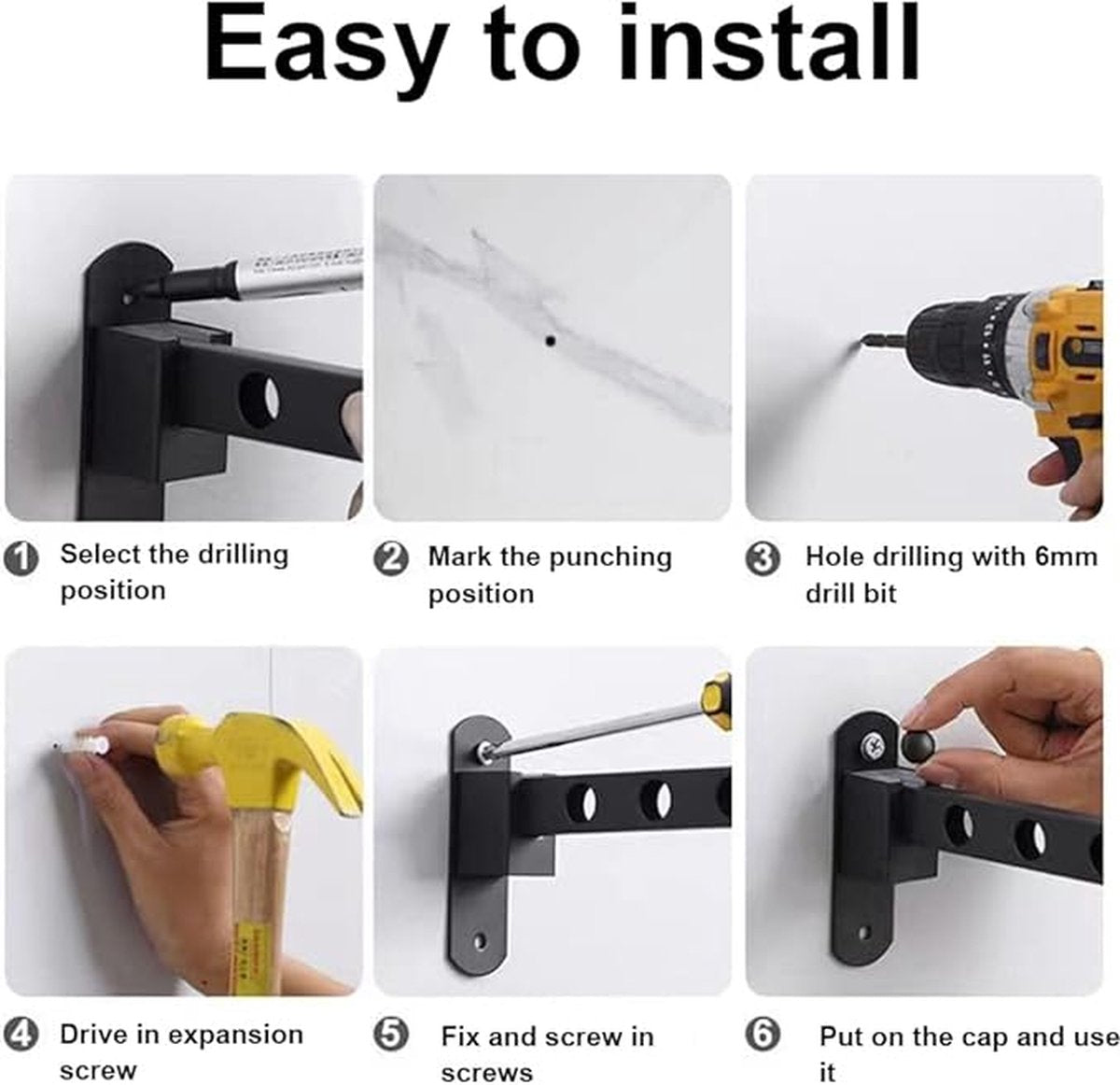 Wall-mounted clothesline - Wasrek - Clothesline - Wall-mounted clothesline - Foldable wall-mounted clothesline - Drying - Image 6