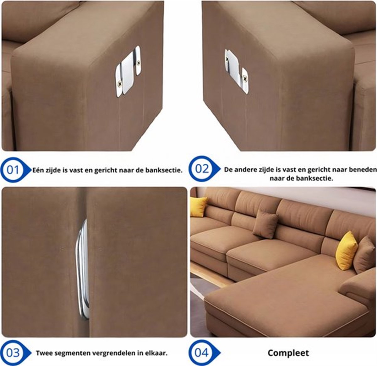 4-Piece Sectional Sofa Connectors, Furniture Connectors, Premium Metal Sofa Connector with Screws, Suitable for Two-Seater Sofas (Silver) - Cabinet Brackets - Image 6