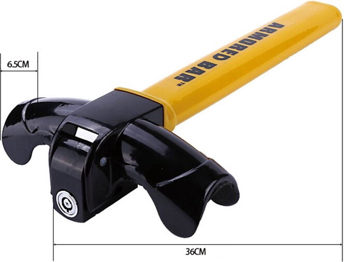 Car steering wheel lock - Anti-theft - Lock for classic cars - Security lock - With 2 keys - Yellow - Image 4