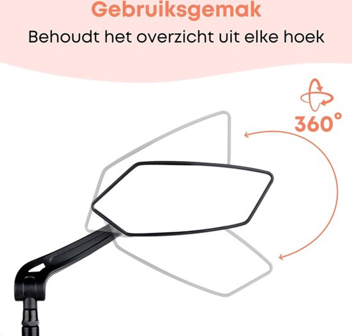 2-Piece Bicycle Rearview Mirror, Large Folding Mirror for 20-24mm Handlebars, 360° Adjustable HD Bicycle Mirror, Bike Mirror for Bicycles and Mountain Bikes - Image 9