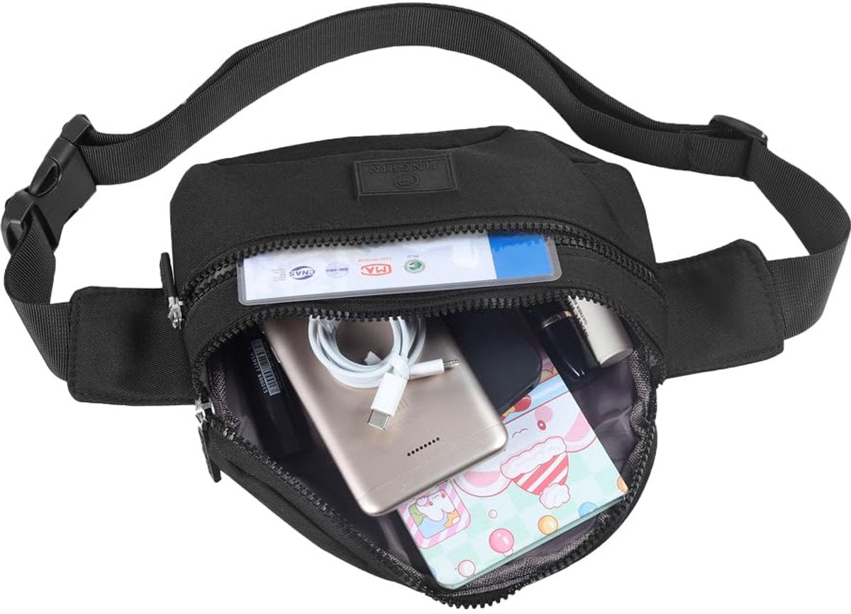 Fanny pack - Men's and Women's - Pouch - Fanny pack - Shoulder bag for phone - Travel - Walking - Black - Image 5