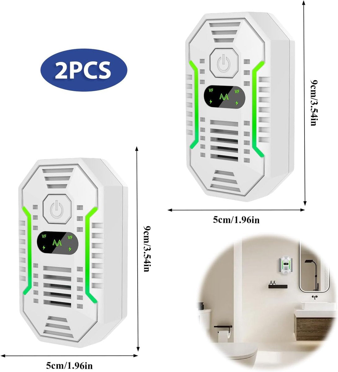 Air purifier - Plug-in negative ion air purifier - Home air purifier - Deodorizer - Ionizer - For pets, bathroom, office, bedroom - Wit - Image 7