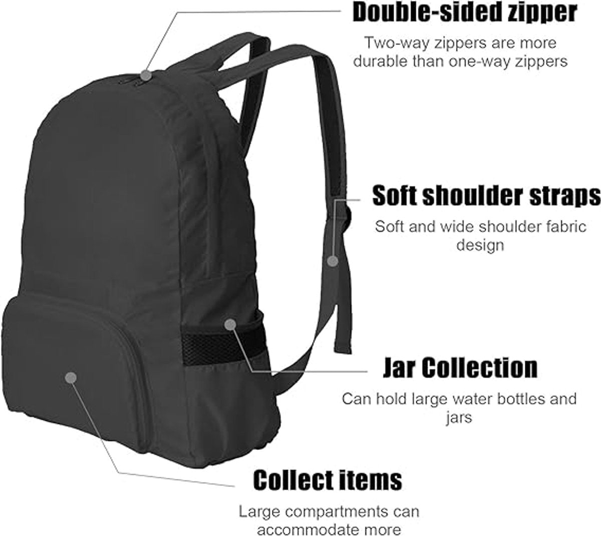 Backpack - Backpack - Bag - Backpacks - 25L Ultralight Foldable Backpack - Waterproof and Durable - Unisex - Suitable for Camping, Hiking, Travel, Walking, Cycling and Outdoor Shopping - Image 7
